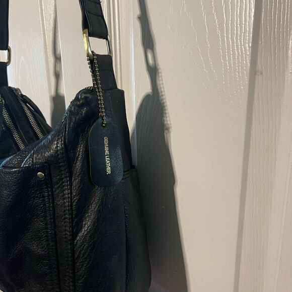 Great American Leather work black medium shoulder/crossbody bag brass hardwares - Picture 7 of 14